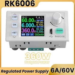 RK6006 līdzstrāvas regulēta barošanas avota 1,54 collu displejs, sprieguma samazināšanas stenda programmaparatūras jauninājums USB stabilizētā sprieguma maiņas pārveidotājs