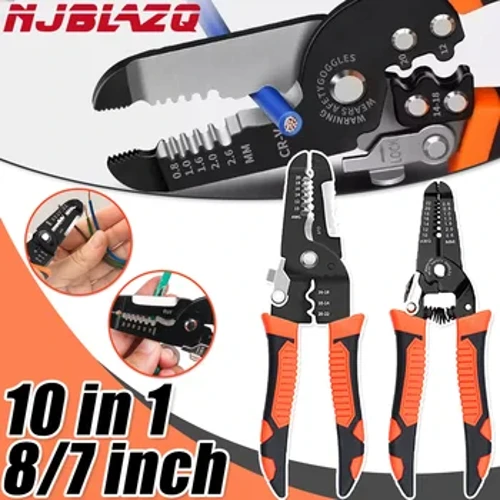 NJBLZQ 10 in 1 Wire Pliers Multifunctional Electrician Pagbabalat ng Bahay Network Cable Wire Stripper Puller Stripper Tools