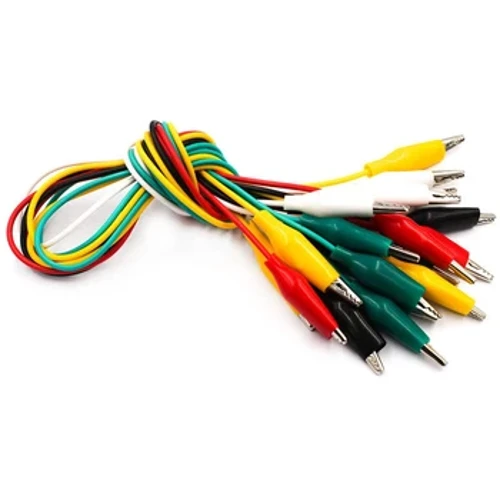 10ccs 50cm Clipiau aligator Clipiau pen dwbl Crocodeil Cebl Siwmper Siwmper Wire Prawf Arwain Clipiau aligator