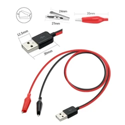 Alligator Test Clips Clamp sa USB Male Connector Power Supply Adapter Wire 58cm Cable Pula at Itim