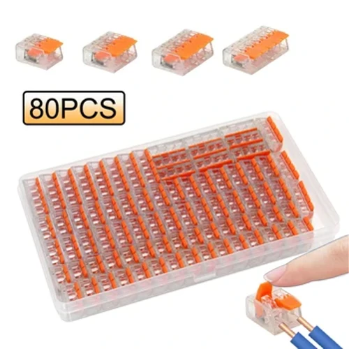 20/80pcs Blwch Cysylltwyr Gwifren Lever Trydanol 2 Port 3 Port 5 Port Clamp Cebl Trydan Mini Cysylltydd Terfynell Wire Cyflym