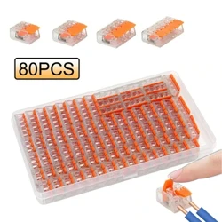 20/80pcs Kutxa Palanka Elektrikoa Hari Konektoreak 2 Portuak 3 Portuak 5 Portuko Kable Elektrikoa Besarkada Mini Hari Azkarreko Terminal Konektorea