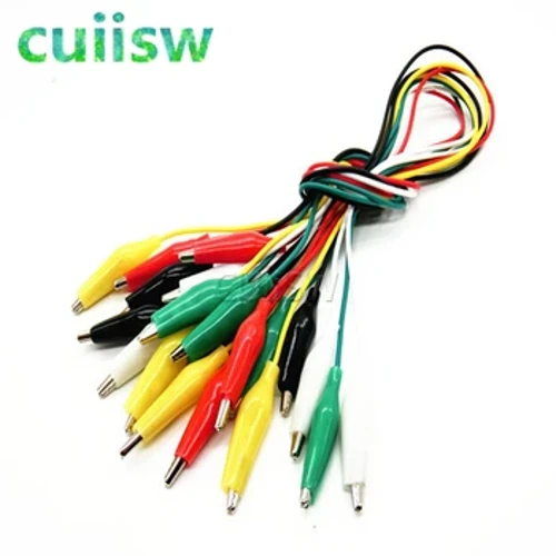 1 multzo 10 pcs Alligator Klipak Brikolaje elektrikoen probako kailuak Alligator muturreko bikoitzeko krokodilo klipak Roach Clip Test Jumper alanbrea