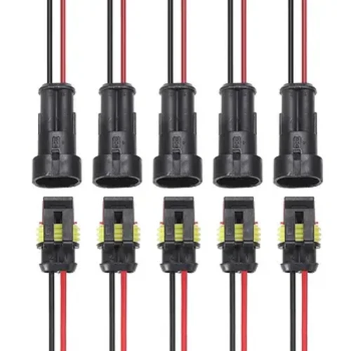 2 Pin Connector Waterproof Connector männlech a weiblech Wee 20AWG Drot Gëeegent fir Auto Camion Boot Aner Drot Verbindung 5 Pair