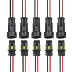 2 Pin Connector Waterproof Connection Kane a me ka Wahine Ala 20AWG Uea Kupono no ke Kaa Kaa Waapa Hookui Uea E ae 5 Paa