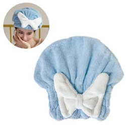 Erittäin imukykyinen hiuspyyhekääre mikrokuituinen hiustenkuivauspyyhelakka Quick Dry Magic Hair Turban Wrap Bow-Knot suihkumyssy