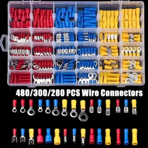 480/300/280PCS Insulated Cable Connector Uea Uea Crimp Spade Butt Ring Fork Set Ring Lugs Rolled Terminals Assorted Kit