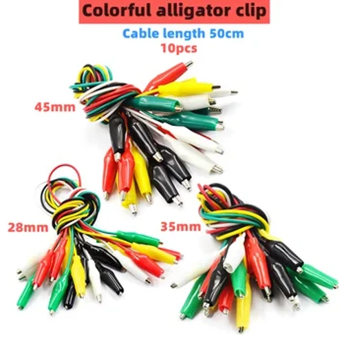 10 stk fargebelte wire alligator klips elektronisk gjør-det-selv-kappe elektrisk klips dobbelthodet testklips strømforsyning testledningskabel
