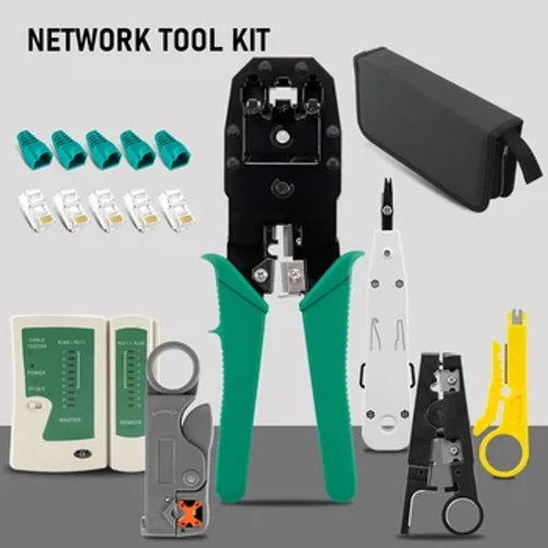 Offeryn Profi Cebl Rhwydwaith LAN Sgriwdreifer Utp Stripper Wire RJ45 RJ11 Connector Rhwydwaith Cyfrifiadur Crimpio Gefail Set Pecyn Offer