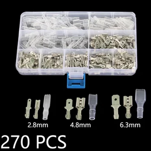 135/270 / 315pcs 2.8 / 4.8 / 6.3 mm Terminal izolýasiýa möhür sim birleşdirijisi erkek we aýal wilka pru springina terminaly Kit