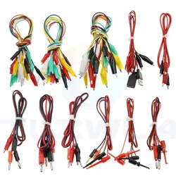 Clip di prova a coccodrillo a doppia testa Spina placcata oro da 4 mm Girare a coccodrillo Cavo di prova di alimentazione Cavo di collegamento a colori con gancio