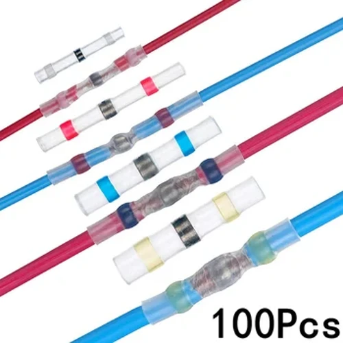 50/100 peças, invólucro térmico de solda, à prova d'água, vedação de solda, terminais de conectores de fio termo retrátil, cobre elétrico com cola