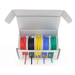 Fio de silicone macio resistente ao calor 5 cores em um kit de caixa 30/28/26/24/22/20/18AWG Cabo trançado elétrico Fio de cobre estanhado