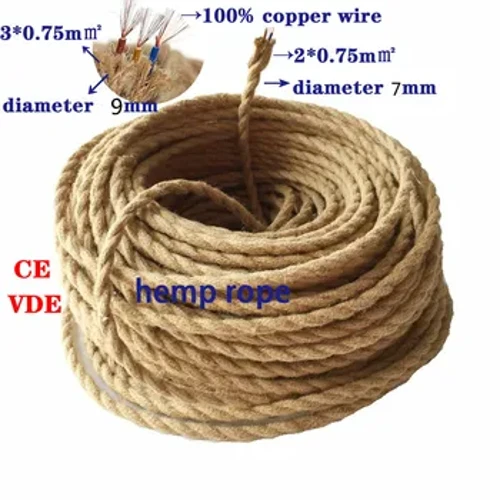 2*0,75 Vintage Touw Textieldraad Gedraaide Kabel Gevlochten Elektrische Draad Retro Hanglamp Lamplijn Vintage Lampsnoer 1/2/5/10M