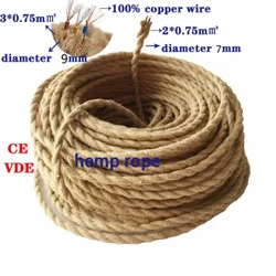 2*0,75 Vintage Rope Textilní drát Kroucený kabel Pletený elektrický drát Retro Závěsná Light Lamp Line Vintage Lamp Cord 1/2/5/10M