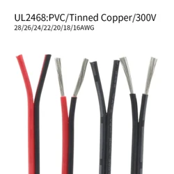 5 m/10 m/20 m UL2468 2 Pin elektrik teli Kalaylı Bakır 16/18/20/22/24/26/28/30 Ölçer AWG Yalıtımlı PVC Uzatma LED Şerit Kablo