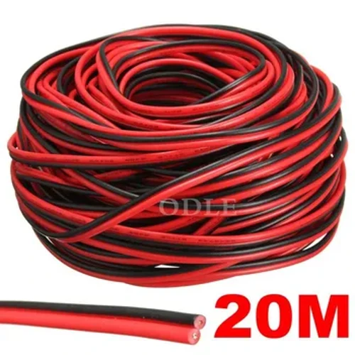 20 meter Elektrisk ledning förtennad koppar 2-stift AWG 22 isolerad PVC-förlängning LED Strip Kabel Röd Svart Tråd Elektrisk förlängningssladd