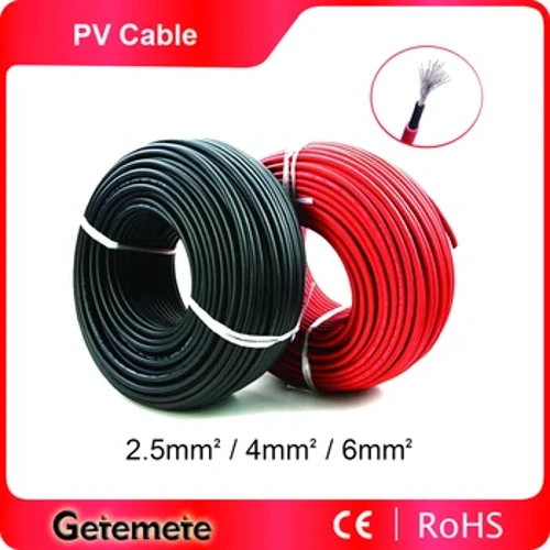 Cáp quang điện GTMT 5-10M 2,5 mm 2 4 mm 2 Dây cáp năng lượng mặt trời / Cáp TUV cho kết nối tấm PV Áo khoác XLPE màu đỏ đen