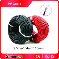 Cáp quang điện GTMT 5-10M 2,5 mm 2 4 mm 2 Dây cáp năng lượng mặt trời / Cáp TUV cho kết nối tấm PV Áo khoác XLPE màu đỏ đen