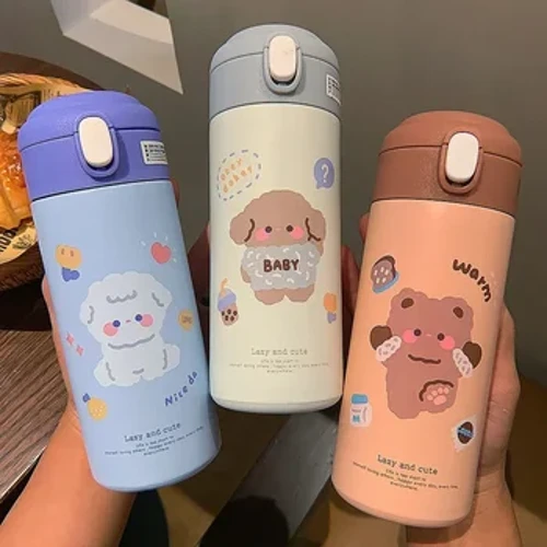 380ML Cruach Dhosmálta Thermos Fholúis Fleascán Gleoite Buidéal Uisce Teirmeach Do Chailíní Cupáin Tuí Inslithe Earraí Deoch Tumbler