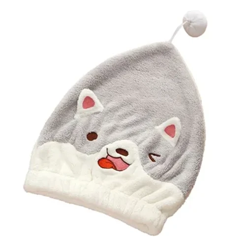 Cartwn Anifeiliaid Sych Cap Gwallt Dŵr Merched Amsugnol Cyflym Sychu Coral Plush Cap Ymdrochi Gwallt Plant Tywel Sychu
