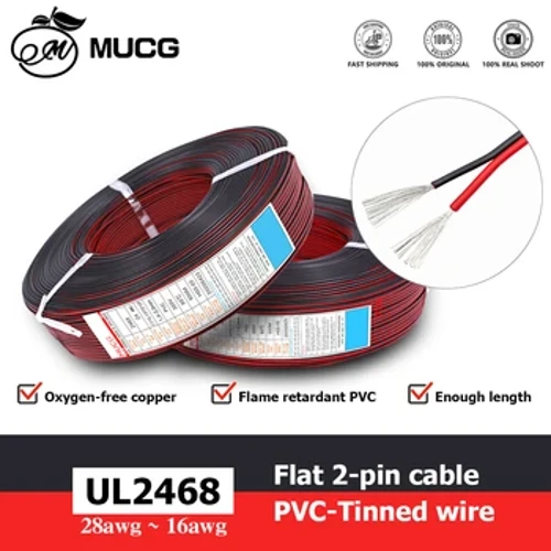 2 pinli kabel qizil qora Elektr Yassi sim 5v 12v led Avtomobil 18awg Avtomobil elektr simlari 16awg 20awg 16 18 20 24 26 28 awg