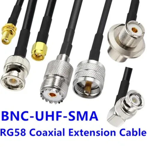 Jxrf conector bnc macho sma para pl259 uhf, cabo de extensão, fio alimentador de cobre para conjuntos de cabos coaxiais rg58