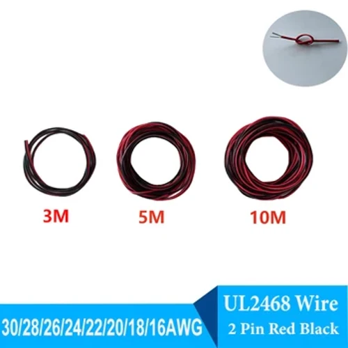 2 Pin Coch Du UL2468 Wire 30/28/26/24/22/20/18/16AWG Tun Copr PVC Cebl Trydanol Gellir ei Ddefnyddio Ar gyfer Goleuadau LED Modurol