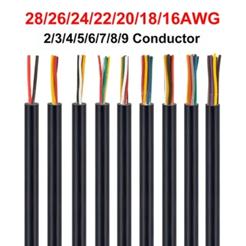 Uaea Fa'alogo Fa'aeletise 28 26 24 22 20 18AWG 12V Uaea Ta'avale Ta'avale 2 3 4 5 6 7 8 Cores Fe'avea'i USB Led Fa'aopoopo Uaea