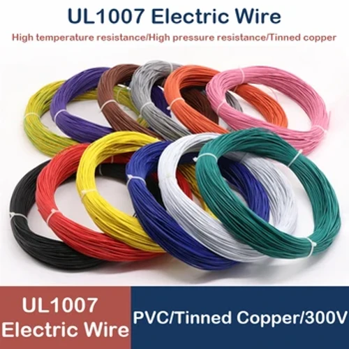 Fio elétrico UL1007 2/10M 30 28 26 24 22 20 18 16 AWG Cabo de cobre estanhado isolado em PVC Linha de iluminação de lâmpada LED 300V Multi