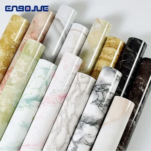Sticeri marmor papur wal PVC hunanlynol gwrth-ddŵr gwrth-wres gwrthsefyll gwres cegin Countertops bwrdd dodrefn cwpwrdd papur wal