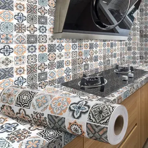 Modern Yapışkanlı Duvar Kağıdı Rulo Su Geçirmez Kalıp Geçirmez Çıkartmalar Banyo Mutfak Yenileme Etiket Avrupa Tarzı Dekor Ev