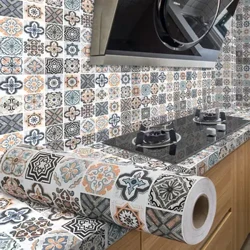 Modern Adhesive Wallpaper Roll Waterproof Mould Proof Stickers Banyo Kusina Pagkukumpuni Sticker European Style Dekorasyon Tahanan