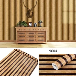 Papel de parede autoadesivo à prova d'água, decoração de parede para sala de estar, listras de madeira 3d, à prova d'água, papel de parede retrô contínuo