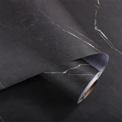 MatteThick Đá Cẩm Thạch Đen Hoa Văn Tự Dán Giấy Dán Tường Chống Thấm Nước Phim Đồ Nội Thất Nhà Bếp Mặt Bàn Chống Dầu Đá Dán Tường