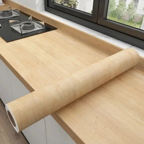 1pc Pvc Izitika ze-Marble Wood Grain ezingafakazeli uwoyela Iphepha langemuva elizinamathelayo leKhabhinethi Yekhabethe leKhabhinethi yedeskithophu yeKhabhinethi Isitika Sodonga