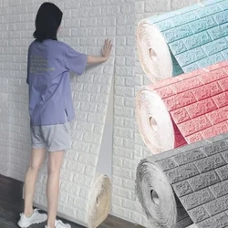 70cm*1m 3D Brick Muster Wall Sticker Selbstklebend Panel Waasserdicht Wunnzëmmer Tapeten Heemdekoratioun