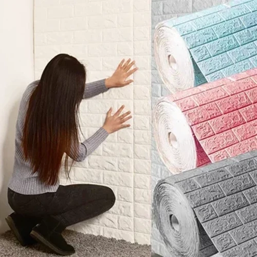 70CM * 1M 3D Miếng Dán Giấy Dán Tường Cuộn Bảng DIY Tự Dính Xốp Gạch Mềm Phòng Trang Trí Nhà Trẻ Em trẻ Em Hoạt Hình Bức Tranh Tường