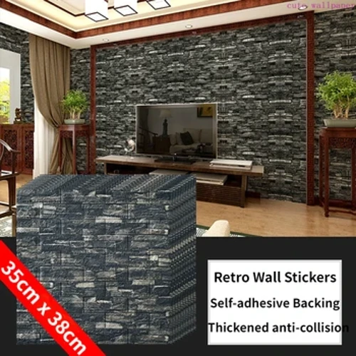 38cm x35cm 3mm Hunan-gludiog gwrth-ddŵr 3D Wal Sticer Wal Papur Wal Xpe Ewyn Papur Wal Ystafell Fyw Diy Addurniadau Cefndir