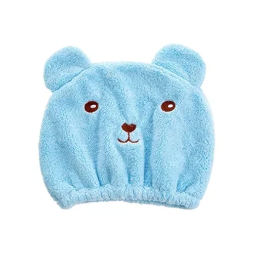 Verdickter Korallensamt, bestickte Teddybär-Trockenhaube, süßes Cartoon-Design, super saugfähig, schnell trocknendes Haarhandtuch