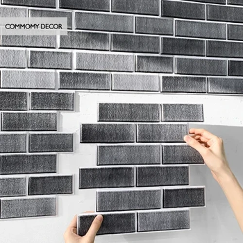 1/10 adet 3D Duvar Sticker Kendinden yapışkanlı Sahte Tuğla Duvar Paneli Kabuğu ve Sopa Mutfak Fayans Backsplash Banyo Duvar Karosu Etiket
