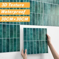 3D Mozaik Kabuğu ve Sopa Duvar Paneli Mat Doğrusal Kendinden Yapışkanlı Mutfak Fayans Backsplash Banyo Su Geçirmez Duvar Sticker