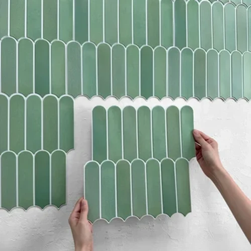 1/10ccs 3D Peel and Stick Teil Gwyrdd Sticer Teils 3D Ystafell Ymolchi Teil Wal Teils Cegin Backsplash Panel Wal Hunan Gludydd 30x30cm