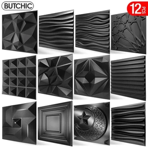 12 adet 30x30 cm Süper 3D Sanat Duvar Paneli PVC Su Geçirmez 3D Duvar Sticker Dekor Fayans Elmas Tasarım DIY Ev Dekor 11.81'' X 11.81''