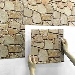 1/10 adet 3D Sahte Taş Duvar Panelleri Kabuğu ve Sopa DUVAR KAROLARI Dekoratif 3D Duvar Sticker Kendinden yapışkanlı Duvar Karosu Etiket