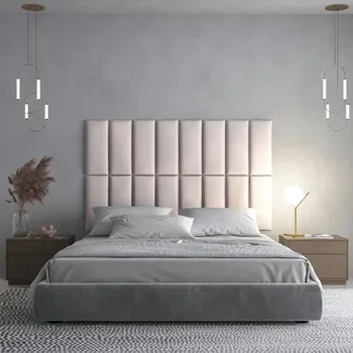 Art3d 6 sztuk zagłówka samoprzylepnego do modeli Twin, Full i Queen w kolorze jasnoróżowym, wymiary 25 x 60 cm, tapicerowane panele ścienne 3D