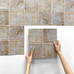 10 tk 3D-beež kunstkivist koorimis- ja kleepuva seinapaneel isekleepuv talumaja köögiplaatide Backsplash veekindel seinakleebis