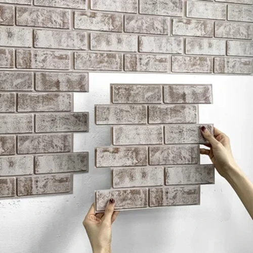 10 ks 3D nabílené cihly odlupovací a přilepovací Samolepící umělý cihlový nástěnný panel 3D samolepka na zeď Backsplash dlaždice