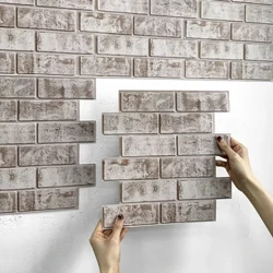 10 ks 3D vápna na odlupovanie a prilepenie tehlových dlaždíc Samolepiaca faux tehlový stenový panel 3D nálepka na stenu Backsplash dlaždice