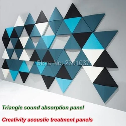 Bir to'plam 32 dona Creativity akustik panellari Uchburchak akustik ishlov berish panellari Ekologik toza Polyester Materiallar akustik devor paneli